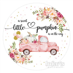 Lofaris Floral Truck Pumpkin Theme Circle Baby Shower Backdrop