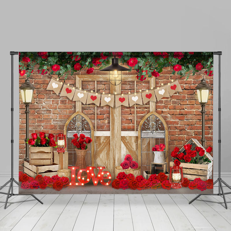 Lofaris Floral Wall Love Lights Happy Valentines Day Backdrop