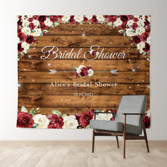 Lofaris Floral With Brown Wood Backdrops For Bridal Shower