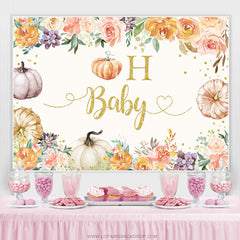 Lofaris Floral With Pumpkins Autumn Theme Baby Shower Backdrop