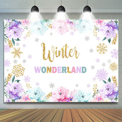 Lofaris Floral With Snowflake Cold Onederland Birthday Backdrop