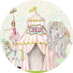 Lofaris Cute Circus With Elephant Horse Round Backdrop Kit