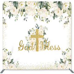 Lofaris Flowers God Bless Double-Sided Backdrop for Birthday