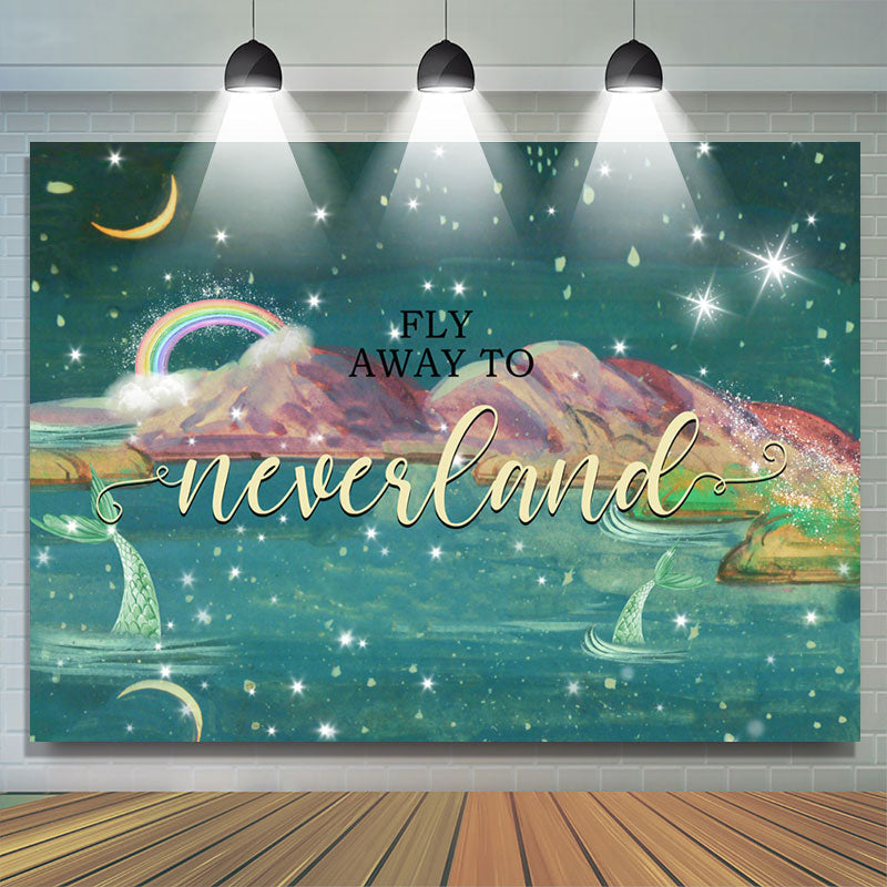 Lofaris Fly Away To Neverland Winter Night Baby Shower Backdrop