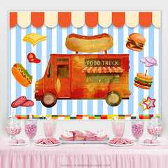 Lofaris Food Truck Dessert Shop Happy Birthday Party Backdrop