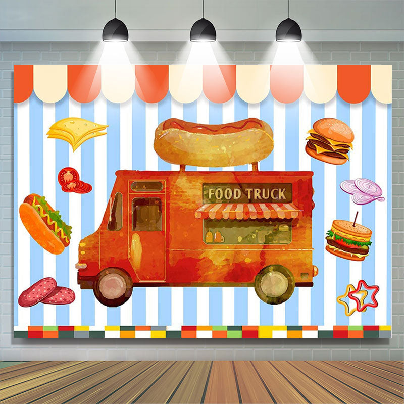 Lofaris Food Truck Dessert Shop Happy Birthday Party Backdrop