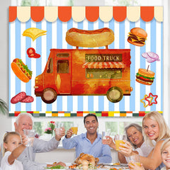 Lofaris Food Truck Dessert Shop Happy Birthday Party Backdrop