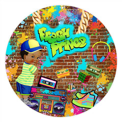 Lofaris Fresh Prince Graffiti Wall Round Baby Shower Backdrop