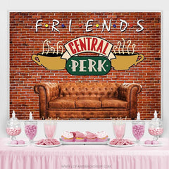 Lofaris Friends Central Perk Pub Red Brick Birthday Backdrop