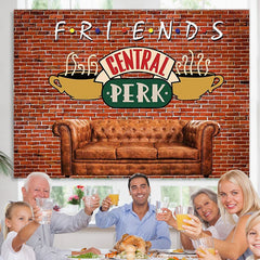 Lofaris Friends Central Perk Pub Red Brick Birthday Backdrop