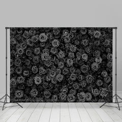 Lofaris Full Black Roses Gothic Happy Valetines Day Backdrop