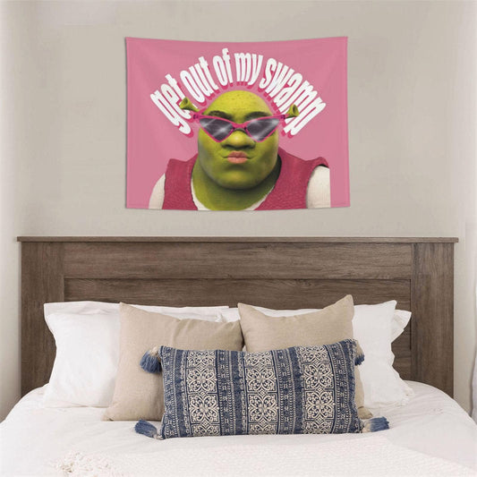 Shrek Get Out of My Swamp Meme Funny Wall Tapestry