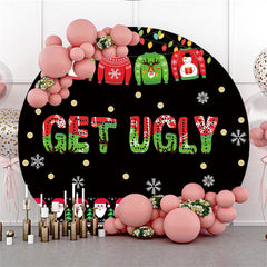 Lofaris Get Ugly Sweater Theme Happy Birthday Circle Backdrop