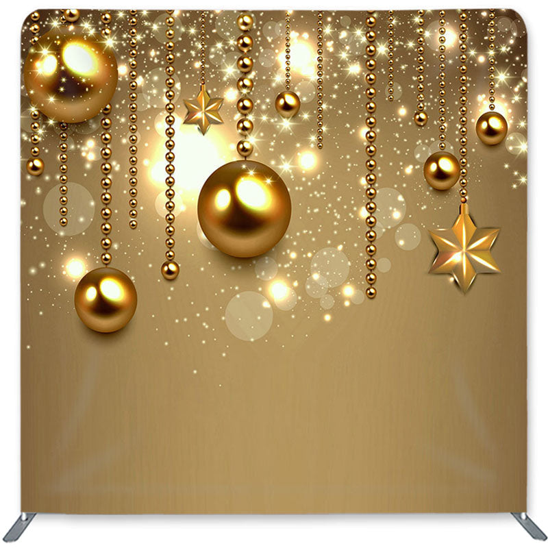 Lofaris Giltter Gold Balls Double-Sided Backdrop for Christmas