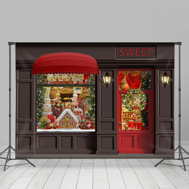 Lofaris Gingerbread Christmas Red Door Party Decorations Backdrop