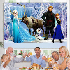 Lofaris Girl Frozen Elsa Princess Happy Birthday Party Backdrop