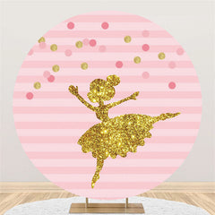 Lofaris Gld Glitter Girl Dancer Pink Stripes Birthday Backdrop