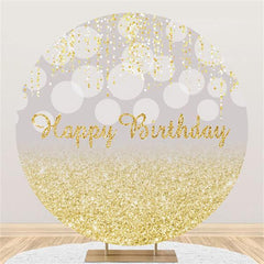 Lofaris Glitter And Golden Cute Happy Birthday Round Backdrop