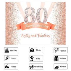 Lofaris Glitter and Golden Dots Happy 80th Birthday Party Backdrop