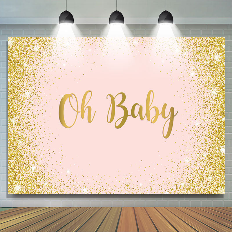 Lofaris Glitter And Simple Bokeh Gender Reveal Oh Baby Backdrop