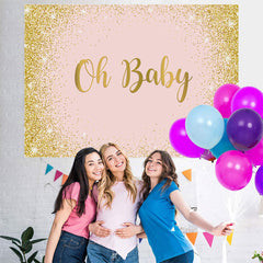 Lofaris Glitter And Simple Bokeh Gender Reveal Oh Baby Backdrop