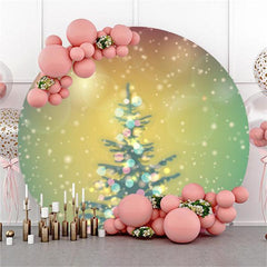 Lofaris Glitter And Snowy Merry Christmas Tree Circle Backdrop