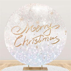 Lofaris Glitter And White Silver Merry Christmas Circle Backdrop