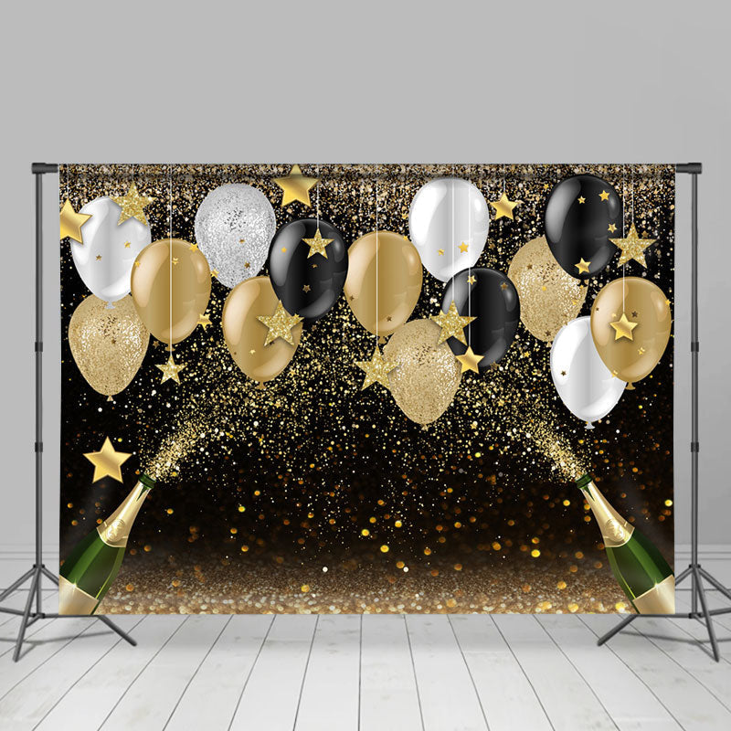 Lofaris Glitter Balloon Star Champagne Graduation Backdrop