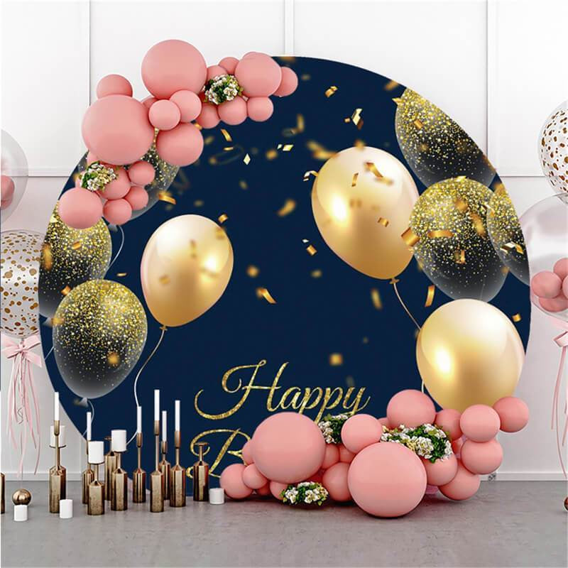 Lofaris Glitter Balloons Circle Birthday Backdrop For Party