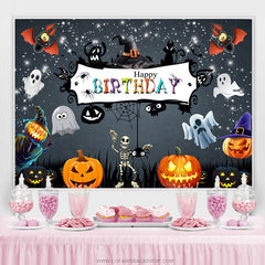 Lofaris Glitter Black Halloween Theme Night Birthday Backdrop