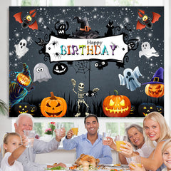 Lofaris Glitter Black Halloween Theme Night Birthday Backdrop