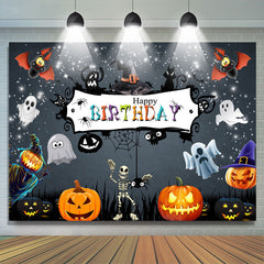 Lofaris Glitter Black Halloween Theme Night Birthday Backdrop