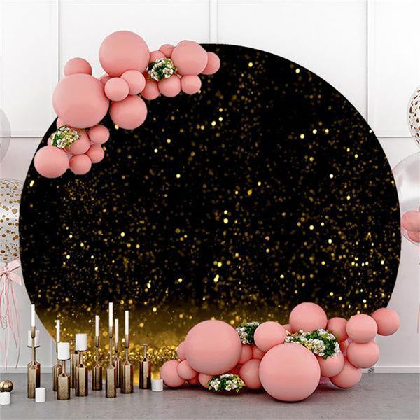 Lofaris Glitter Black Round Happy Birthday Backdrop For Party