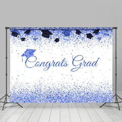 Lofaris Glitter Blue Congrats Theme Graduation Backdrop