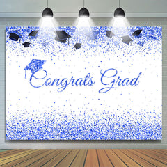 Lofaris Glitter Blue Congrats Theme Graduation Backdrop