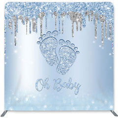 Lofaris Glitter Blue Feet Double-Sided Backdrop for Baby Shower