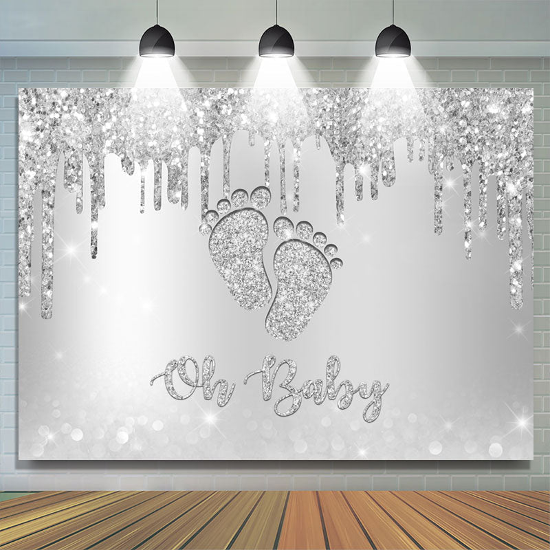 Lofaris Glitter Bokeh On Baby Lovely Feet Shower Backdrop