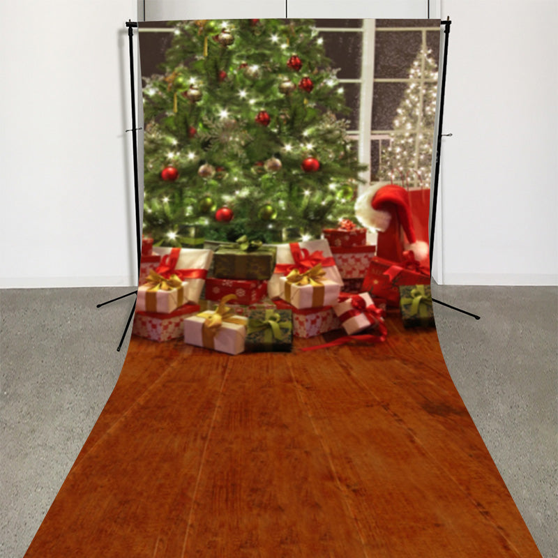 Lofaris Glitter Christmas Tree Wood Floor Backdrop For Photo