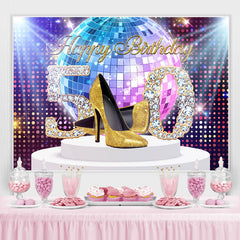 Lofaris Glitter Colorful Themed Happy 50Th Birthday Backdrop