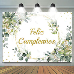 Lofaris Glitter Feliz Cumpleanos Leaf Happy Birthday Backdrop