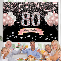 Lofaris Glitter Fiesta Ribbion Happy 80Th Birthday Backdrop