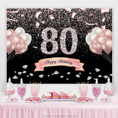 Lofaris Glitter Fiesta Ribbion Happy 80Th Birthday Backdrop