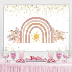 Lofaris Glitter Floral And Sun Baby Shower Backdrop For Girl