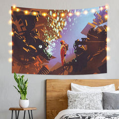 Lofaris Glitter Galaxy Astronaut Novelty Family Wall Tapestry