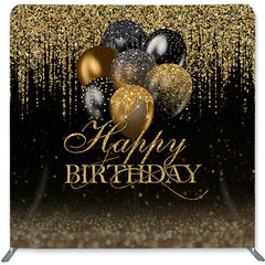 Lofaris Glitter Gold Balloons Double-Sided Backdrop for Birthday