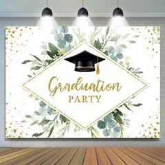 Lofaris Glitter Green Floral Leaf Graduation Party Backdrop