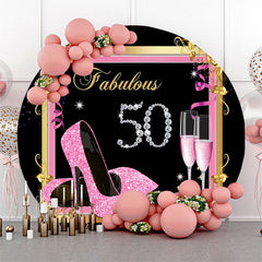 Lofaris Glitter Heels Fabulous Round 50th Birthday Backdrop