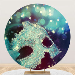 Lofaris Glitter Light Blue Bokeh Carnival Theme Round Backdrop