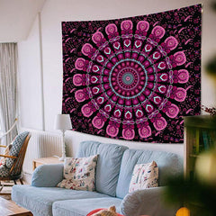 Lofaris Glitter Light Geometric Mandala Pattern Wall Tapestry