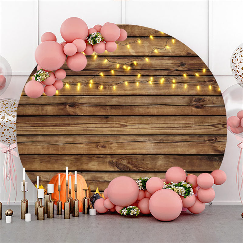 Lofaris Glitter Light Pumpkin Wood Birthday Circle Backdrop